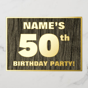 Invitación Con Relieve Metalizado Fiesta de cumpleaños número 50: Patrón audaz de te