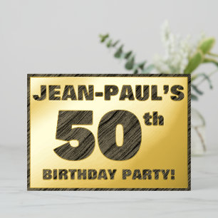 Invitación Con Relieve Metalizado Fiesta de cumpleaños número 50 — Texto con veta de