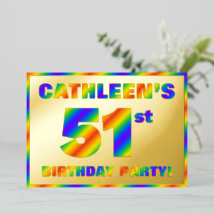 Invitación Con Relieve Metalizado Fiesta de cumpleaños número 51 — Divertido, espect
