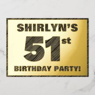 Invitación Con Relieve Metalizado Fiesta de cumpleaños número 51 — Texto con textura