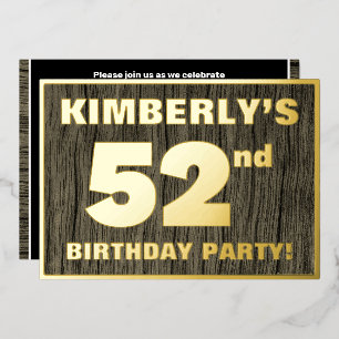 Invitación Con Relieve Metalizado Fiesta de cumpleaños número 52: Patrón de grano de