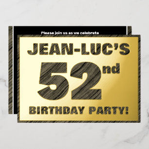 Invitación Con Relieve Metalizado Fiesta de cumpleaños número 52 — Texto en relieve