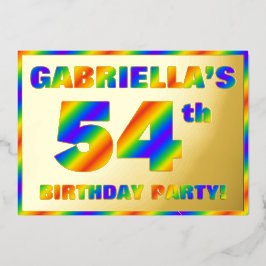Invitación Con Relieve Metalizado Fiesta de cumpleaños número 54 — Divertido, Espect