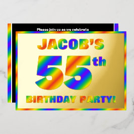 Invitación Con Relieve Metalizado Fiesta de cumpleaños número 55 — Divertido, Espect