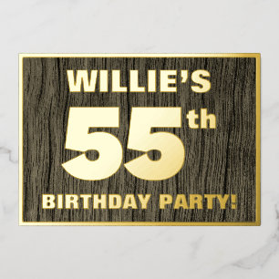 Invitación Con Relieve Metalizado Fiesta de cumpleaños número 55: Patrón de textura 