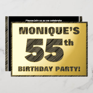 Invitación Con Relieve Metalizado Fiesta de cumpleaños número 55 — Texto con vetas d