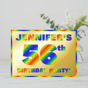 Invitación Con Relieve Metalizado Fiesta de cumpleaños número 56 — Divertido, Espect