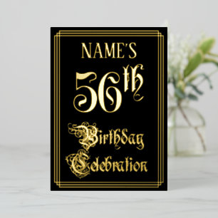 Invitación Con Relieve Metalizado Fiesta de cumpleaños número 56 — Nombre personaliz