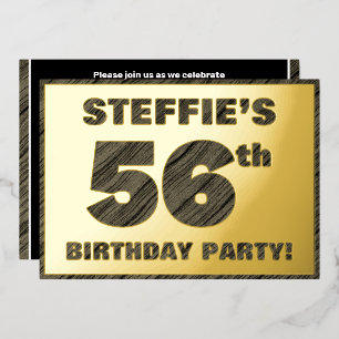 Invitación Con Relieve Metalizado Fiesta de cumpleaños número 56 — Texto con vetas d