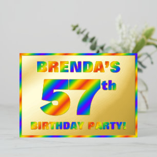 Invitación Con Relieve Metalizado Fiesta de cumpleaños número 57 — Divertido, Espect