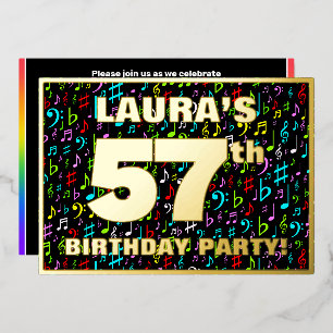 Invitación Con Relieve Metalizado Fiesta de cumpleaños número 57 — Símbolos de músic
