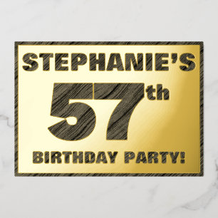 Invitación Con Relieve Metalizado Fiesta de cumpleaños número 57 — Texto en relieve