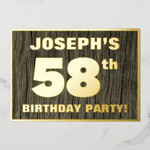 Invitación Con Relieve Metalizado Fiesta de cumpleaños número 58: Patrón audaz de te