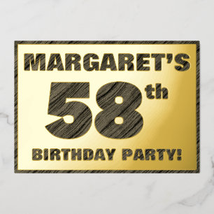Invitación Con Relieve Metalizado Fiesta de cumpleaños número 58 — Texto con textura