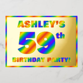 Invitación Con Relieve Metalizado Fiesta de cumpleaños número 59 — Divertido, Espect