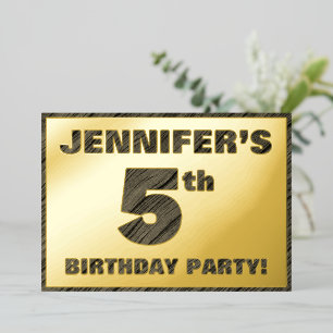Invitación Con Relieve Metalizado Fiesta de cumpleaños número 5 — Texto en relieve c