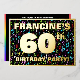Invitación Con Relieve Metalizado Fiesta de cumpleaños número 60 — Símbolos musicale