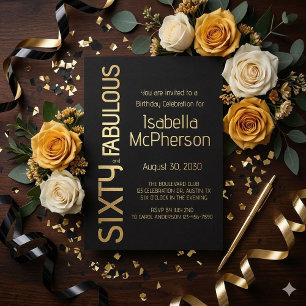 Invitación Con Relieve Metalizado Fiesta de cumpleaños número 60 Sixty and Fabulous 