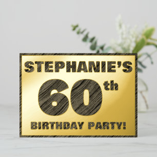 Invitación Con Relieve Metalizado Fiesta de cumpleaños número 60 — Texto con vetas d