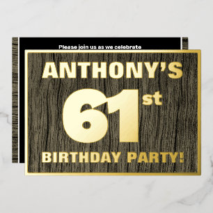 Invitación Con Relieve Metalizado Fiesta de cumpleaños número 61: Patrón audaz de te