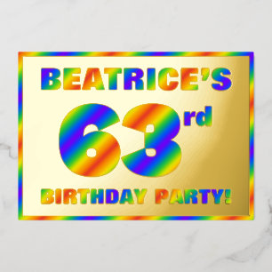 Invitación Con Relieve Metalizado Fiesta de cumpleaños número 63 — Divertido, Espect