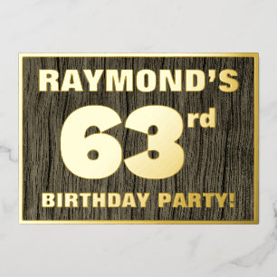 Invitación Con Relieve Metalizado Fiesta de cumpleaños número 63: Patrón de textura
