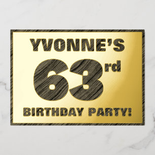 Invitación Con Relieve Metalizado Fiesta de cumpleaños número 63 — Texto con veta de