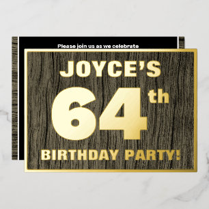 Invitación Con Relieve Metalizado Fiesta de cumpleaños número 64: Patrón de textura