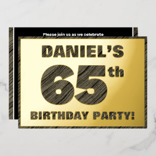 Invitación Con Relieve Metalizado Fiesta de cumpleaños número 65 — Texto con veta de