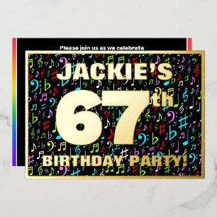 Invitación Con Relieve Metalizado Fiesta de cumpleaños número 67 — Símbolos de músic