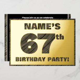 Invitación Con Relieve Metalizado Fiesta de cumpleaños número 67 — Texto con vetas d