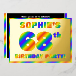 Invitación Con Relieve Metalizado Fiesta de cumpleaños número 68 — Divertido, Espect