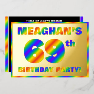Invitación Con Relieve Metalizado Fiesta de cumpleaños número 69 — Divertido, Espect