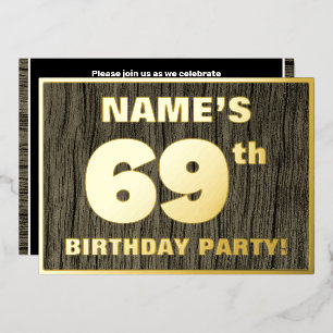 Invitación Con Relieve Metalizado Fiesta de cumpleaños número 69: Patrón de textura