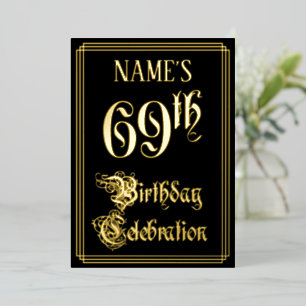 Invitación Con Relieve Metalizado Fiesta de cumpleaños número 69 — Script elegante y