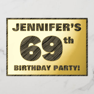 Invitación Con Relieve Metalizado Fiesta de cumpleaños número 69 — Texto con vetas d