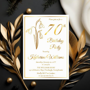 Invitación Con Relieve Metalizado Fiesta de cumpleaños número 70 con Galanitas Elega
