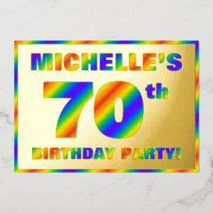 Invitación Con Relieve Metalizado Fiesta de cumpleaños número 70 — Divertido “70” co