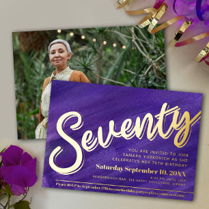 Invitación Con Relieve Metalizado Fiesta de cumpleaños número 70 Setenta cumpleaños 