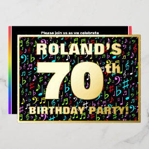 Invitación Con Relieve Metalizado Fiesta de cumpleaños número 70 — Símbolos musicale