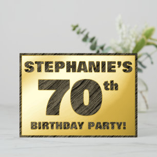 Invitación Con Relieve Metalizado Fiesta de cumpleaños número 70 — Texto con vetas d