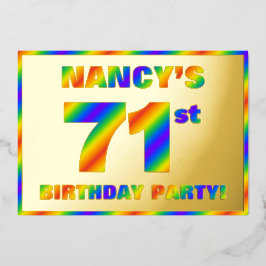 Invitación Con Relieve Metalizado Fiesta de cumpleaños número 71 — Divertido, Espect