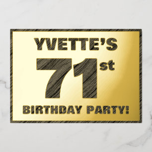 Invitación Con Relieve Metalizado Fiesta de cumpleaños número 71 — Texto con vetas d