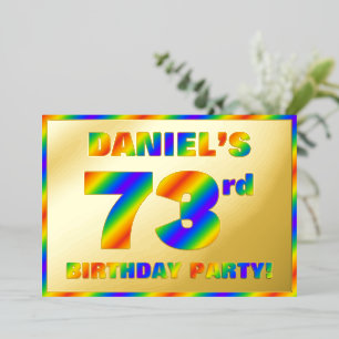 Invitación Con Relieve Metalizado Fiesta de cumpleaños número 73 — Divertido, Espect