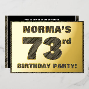Invitación Con Relieve Metalizado Fiesta de cumpleaños número 73 — Texto en relieve