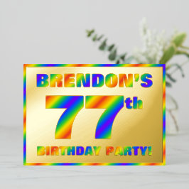 Invitación Con Relieve Metalizado Fiesta de cumpleaños número 77 — Divertido, Espect