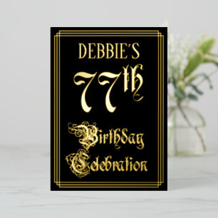 Invitación Con Relieve Metalizado Fiesta de Cumpleaños número 77 — Letra sofisticada