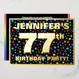 Invitación Con Relieve Metalizado Fiesta de cumpleaños número 77 — Patrón divertido