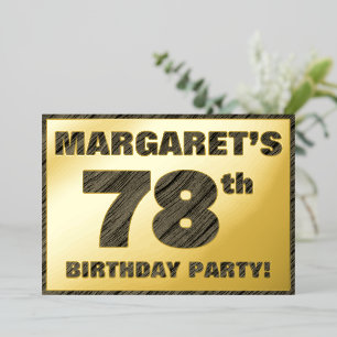 Invitación Con Relieve Metalizado Fiesta de cumpleaños número 78 — Texto con textura