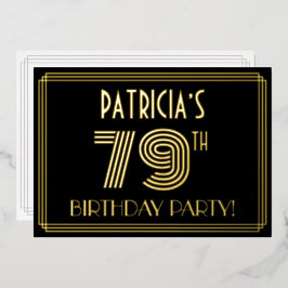 Invitación Con Relieve Metalizado Fiesta de cumpleaños número 79 — Estilo Art Déco “